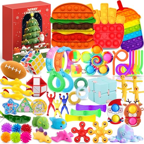 Chennyfun 55 Pcs 2024 Christmas Adventskalender für Kinder Fidget Spielzeug Set, 24 Tage Anti-stress Weihnachten Adventkalender, Überraschungen Weihnachtskalender Countdown Geschenkfür Mädchen Jungen von Chennyfun