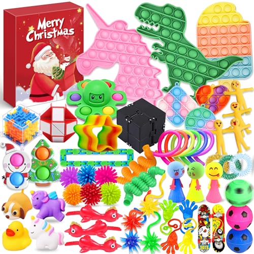 Chennyfun 58 Pcs Christmas Adventskalender 2024 für Kinder Fidget Spielzeug Set, 24 Tage Anti-stress Weihnachten Adventkalender, Überraschungen Weihnachtskalender Countdown Geschenk für Mädchen Jungen von Chennyfun