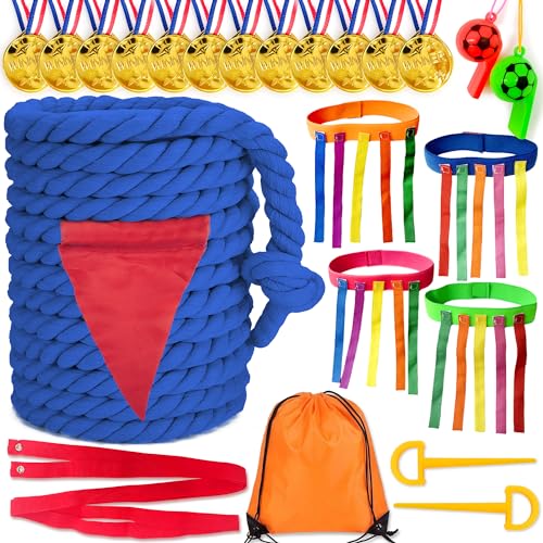 Chennyfun Sports Day Kit Tug of War Rope, Traditionelle Gartenspiele zum Tauziehen,Tail Pullig Game,Durable Tug-of-War-Seil für Outdoor-Garten Feld Tag Geburtstag Party Spiele für Kinder und Familie von Chennyfun