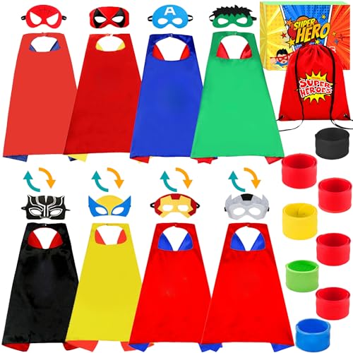 Chennyfun Superhelden Kinderkostüm Kinder, 4pcs Double-sided Superhelden Umhang mit 8 Superhero Masken und 8 Superhero Armband, Geschenke für Kindergeburtstag Karneval Halloween Weihnachten Partei Chennyfun Superhelden Kinderkostüm Kinder, 4pcs Double-sided Superhelden Umhang mit 8 Superhero Masken und 8 Superhero Armband, Geschenke für Kindergeburtstag Karneval Halloween Weihnachten Partei von Chennyfun