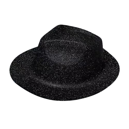 Chenxi Studio Glitzernder Fedora-Hut, Uni, für Erwachsene, glitzerndes Puder, Cowboy, Kostüm-Zubehör von Chenxi Studio