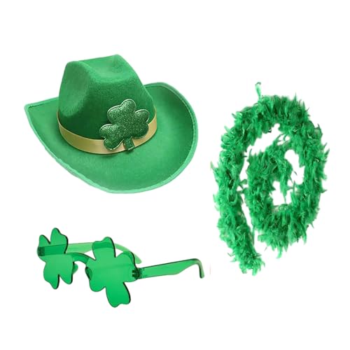 Chenxi Studio StPatrick Day Hut Brille Schal Kostüm Set für Familientreffen Karneval Party Feier Kopfbedeckung & Zubehör von Chenxi Studio