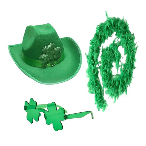 Chenxi Studio StPatrick Day Hut Brille Schal Kostüm Set für Familientreffen Karneval Party Feier Kopfbedeckung & Zubehör von Chenxi Studio