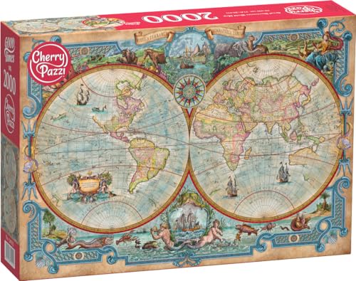 CherryPazzi Great Discoveries Weltkarten-Puzzle, 2000 Teile, Premium-HD-Druck mit lebendigen Farben, für Erwachsene und Jugendliche, herausforderndes Puzzle mit handgefertigten, gestanzten von Cherrypazzi