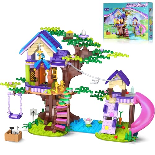 Baumhaus-Bausatz mit LED Lichtern, 751 PCS Freundschaft Wald Bauklotz Spielzeug, Friends Haus Wohnung Baustein mit Schaukel Schleuder Rutschen, Geburtstag Geschenk für Kinder Alter 6 7 8-12+ von Cherubfunz