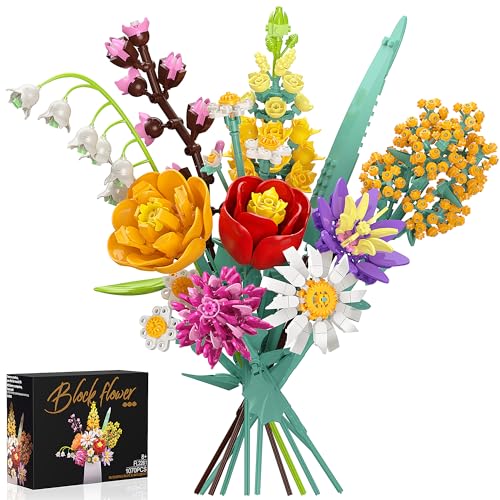 Cherubfunz Immer Blumen Blumenstrauß Set, 1070 PCS Home Flower Building Kits, 10 Botanical Collection Bauspielzeug Geschenke für Erwachsene Frauen Valentines Muttertag Kinder Mädchen Geburtstag 6+ von Cherubfunz