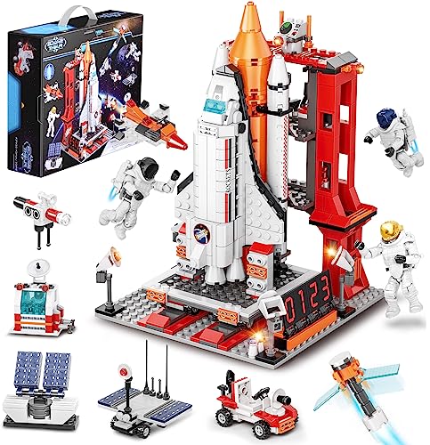 City Space Shuttle Spielzeug, 855 PCS Weltraum-Spielzeug Raumschiff, 11-in-1 STEM Bauset Spaceshuttle Building Kit mit Astronautenfiguren & Kontrollturm für Kinder Jungen Mädchen 6 7 8 9 10-14+ von Cherubfunz