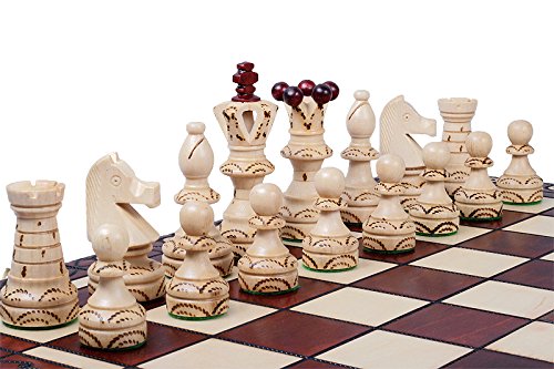 Chess and games shop Muba - Wunderschönes handgefertigtes Schachspiel aus Holz mit Holzbrett und handgefertigten Schachfiguren – Geschenkideenprodukte (55 cm) für Erwachsene (1-2 Spieler) von Chess and games shop Muba