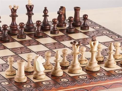 Schachset 'Junior' - Handgefertigtes Holzschach-Set mit Buchenholzbrett und handgefertigten Schachfiguren - Geschenkidee (40 cm) ORN - für 1-2 Spieler, Alter 6-12 Jahre von Chess and games shop Muba