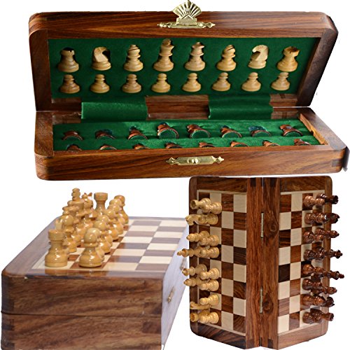 Schach-Bazar - Magnet-Spielraum-Schach-Satz - Staunton 12 x 12 Zoll-faltendes Spiel-Brett Handgemacht im feinen Rosenholz von ChessBazar