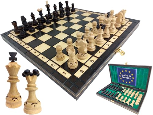 Chessebook Schachspiel aus Holz Pearl 34 x 34 cm - Hochwertiges Schachbrett aus Holz - Chess Board Set klappbar - Schachbrett-Spielset mit Schachfiguren - Handarbeit von Chessebook