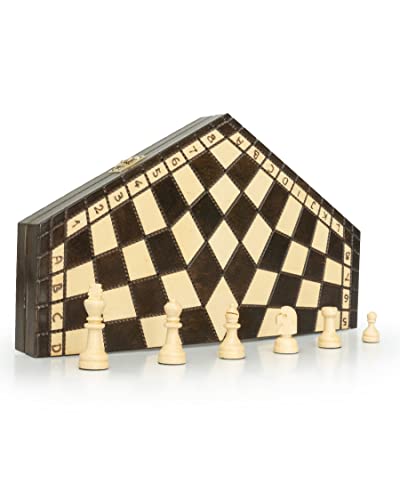 ChessEbook Schachspiel für 3 Personen 40x35 cm - Hochwertiges Schachbrett aus Holz - Handarbeit - Chess Board Set - Klappbar - Brettspiel - Denkspiel von Chessebook