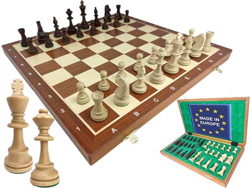 ChessEbook Turnier Schachspiel - Hochwertiges Schachbrett aus Holz 53 x 53 cm. - Chess Board Set klappbar - Spielset mit Schachfiguren - Schachset - Schach von Chessebook