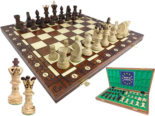 Chessebook Schachspiel AMBASADOR 52x52 cm - Hochwertiges Schachbrett aus Holz - Chess Board Set klappbar - Spielset mit Schachfiguren - Schach - Handarbeit von Chessebook