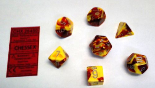 Chessex Gemini Polyhedral 7-Die Set - Red-Yellow w/Silver Chessex Gemini Polyhedral 7-Die Set - Red-Yellow w/Silver von Chessex
