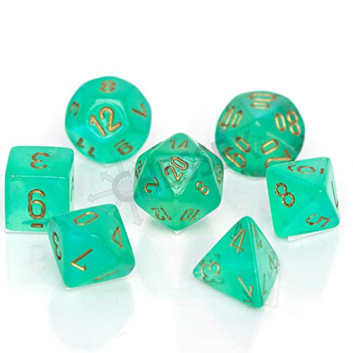 Chessex Borealis® Polyhedral Light Green/Gold Luminary 7-Die Set von Chessex