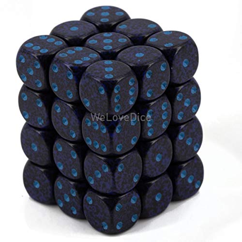 Chessex Dice d6 Sets: Golden Cobalt Speckled - 12mm Six Sided Die (36) Block of Dice by Chessex von Chessex