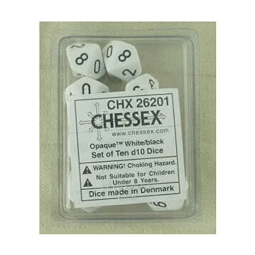 Chessex Opaque Polyhedral Ten d10 Set - White/Black Chessex Opaque Polyhedral Ten d10 Set - White/Black von Chessex
