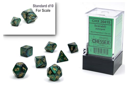 Scarab® Mini-Polyhedral Jade/gold 7-Die Set von Chessex