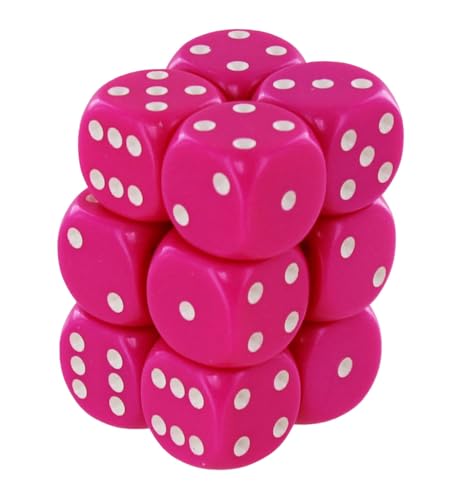 Chessex: d6 16mm Opaque 12 Dice Set: Pink and White von Chessex