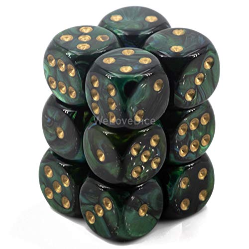 D6 16mm Jade w/Gold (12) von Chessex