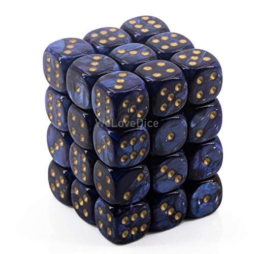 Dice Block with 36 d6 Scarab Royal Blue w/Gold von Chessex