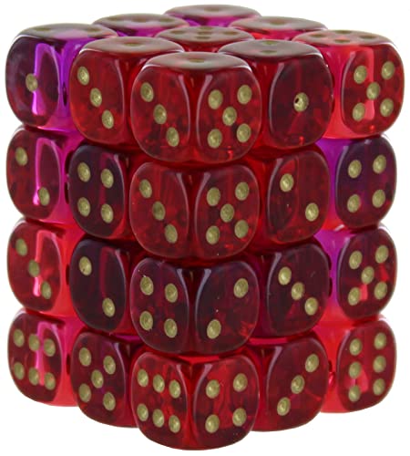 Gemini® 12mm d6 Translucent Red-Violet/gold Dice Block™ (36 dice) von Chessex