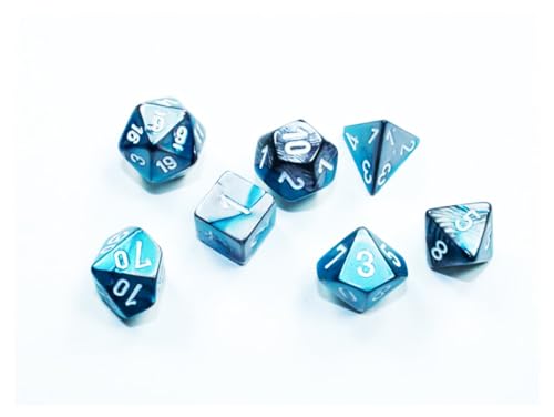 Gemini® Mini-Polyhedral Steel-Teal/white 7-Die Set von Chessex