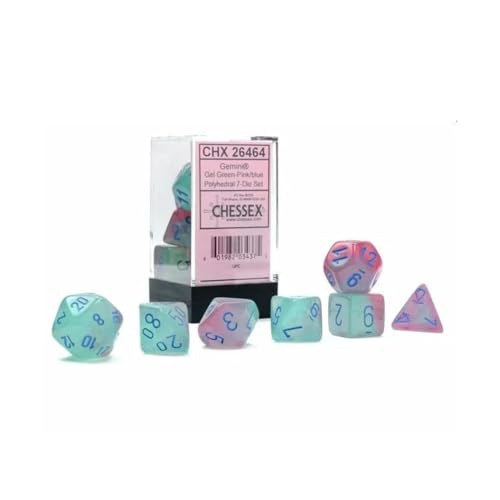 Gemini® Polyhedral Gel Green-Pink/blue Luminary™ 7-Die Set von Chessex