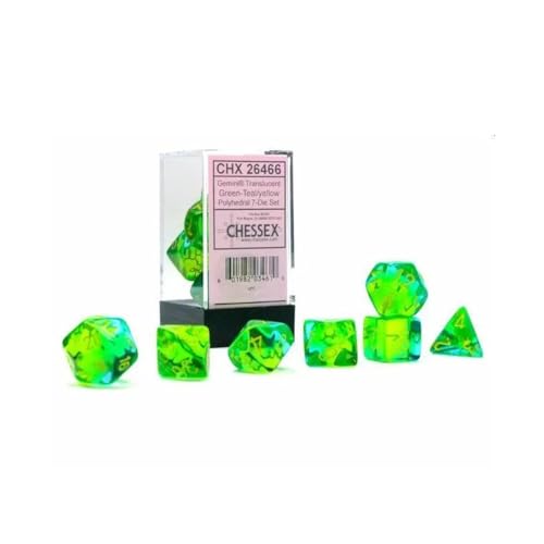 Gemini® Polyhedral Translucent Green-Teal/yellow 7-Die Set von Chessex