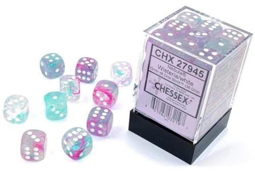 Nebula® 12mm d6 Wisteria/white Luminary™ Dice Block™ (36 dice) von Chessex