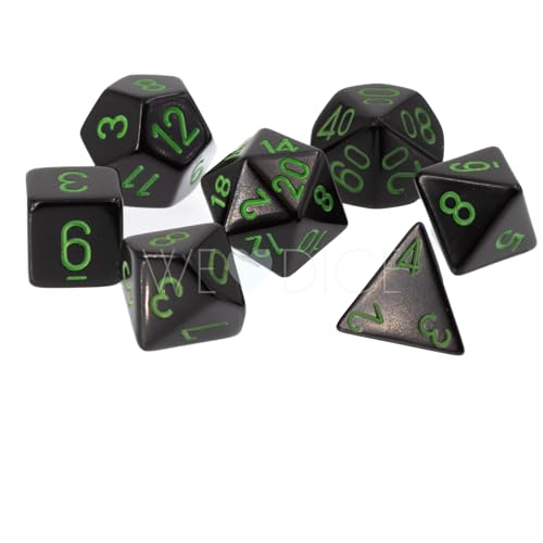 Opaque Black/Green Polyhedral 7-Dice Set von Chessex