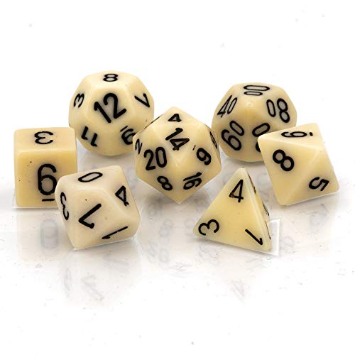 Opaque Ivory w/Black Polyhedrische Würfel 7er Set von Chessex