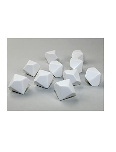 Opaque Polyhedral Bag of 10 Blank White d10 von Chessex