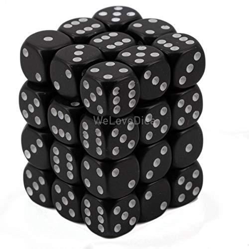 Würfelblock mit 36 Würfeln Opaque Schwarz mit weißen Punkten von Chessex