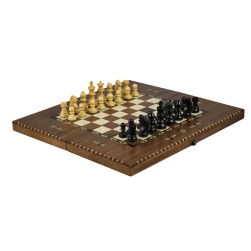 20 Zoll Helena Rural Walnut Chess - Backgammon Set - Ebonisierte deutsche Staunton Schachfiguren von Chessgammon