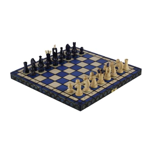 35,6 cm Art-Deco-Schach-Set, faltbar, Blau von Chessgammon