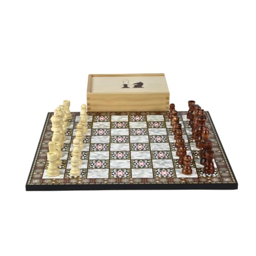 35,6 cm Perlmutt-Design Schachset mit Aufbewahrungsbox von Chessgammon