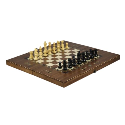 50,8 cm Helena ländliches Walnuss-Schach – Backgammon-Set – Ebonisierte französische Staunton Schachfiguren von Chessgammon