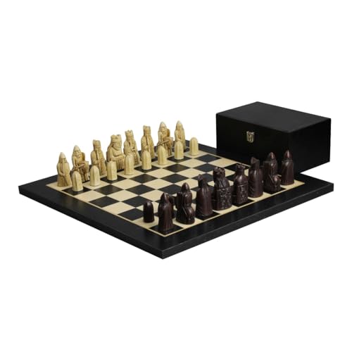 50,8 cm – Isle of Lewis Schachset – II Elfenbein & Braunes Harz – Kohleschwarzes Schachbrett – Schachfiguren – 8,9 cm von Chessgammon