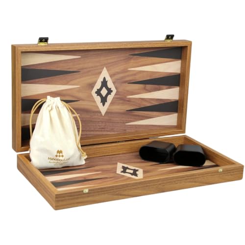 Chessgammon 50,8 cm Manopoulos Walnuss Backgammon-Set für 2 Spieler ab 8 Jahren von Chessgammon