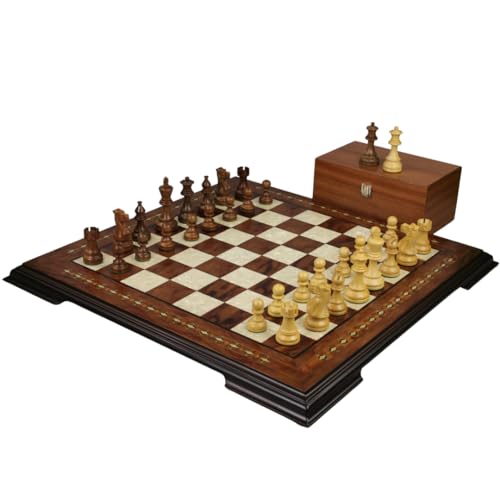 50,8 cm Rosenholz-Schachset – Helena Board Sheesham – Atlantic Staunton Pieces Chess 9,5 cm – Zoll von Chessgammon