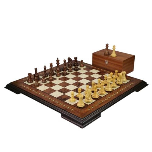 50,8 cm Rosenholz-Schachset – Helena Board Sheesham – Fierce Knight Staunton Schachfiguren 9,5 cm – Zoll von Chessgammon