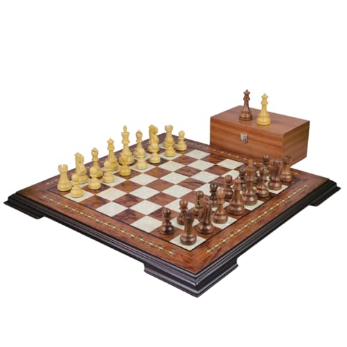 50,8 cm Rosenholz-Schachset – Helena Board gewichtetes Sheesham – Reykjavik Staunton Stücke 9,5 cm – Zoll von Chessgammon