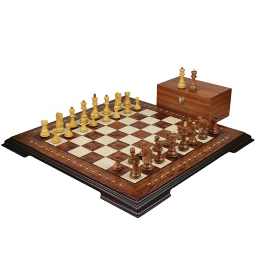 50,8 cm Rosenholz-Schachset Helena Brett – beschwertes Sheesham Zagreb Staunton Schachfiguren 9,5 cm von Chessgammon