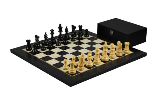 50,8 cm - Schachset - Ebenholz Helena Perlmutt - Flaches Schachbrett - Ebonisierter Atlantik - Classic Staunton - Schachfiguren - 9,5 cm von Chessgammon