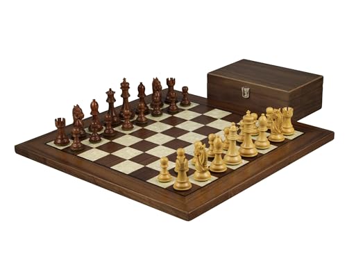 50,8 cm – Walnuss-Schachset – Helena Perlmutt flaches Brett – beschwerter Sheesham-König Brautstaunton – Schachfiguren 9,5 cm von Chessgammon