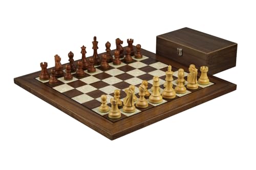 50,8 cm – Walnuss-Schachspiel – Helena Perlmutt-Level-Schachbrett und gewichtete Sheesham Reykjavik Staunton Schachfiguren – 9,5 cm von Chessgammon