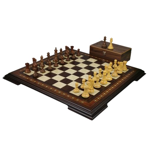 50,8 cm großes Holzschach-Set mit Helena-Brett – beschwerter Sheesham Morphy Professional Staunton – 9,5 cm von Chessgammon