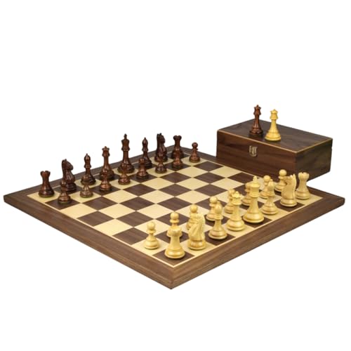 53,3 cm Walnuss-Schach-Set – beschwerter Sheesham Staunton Fierce Knight (Queens Gambit) Spielsteine 9,5 cm von Chessgammon